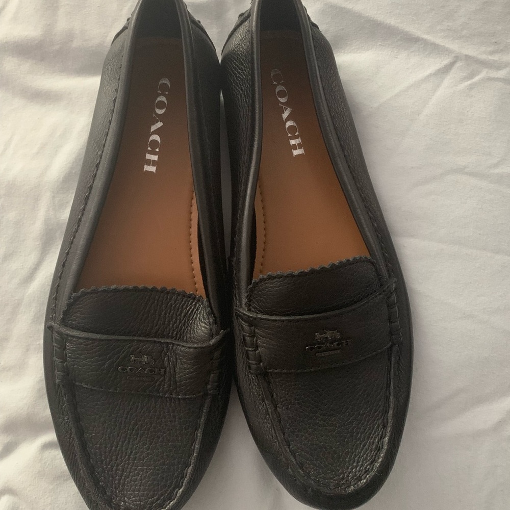 Black Leather Coach Loafers